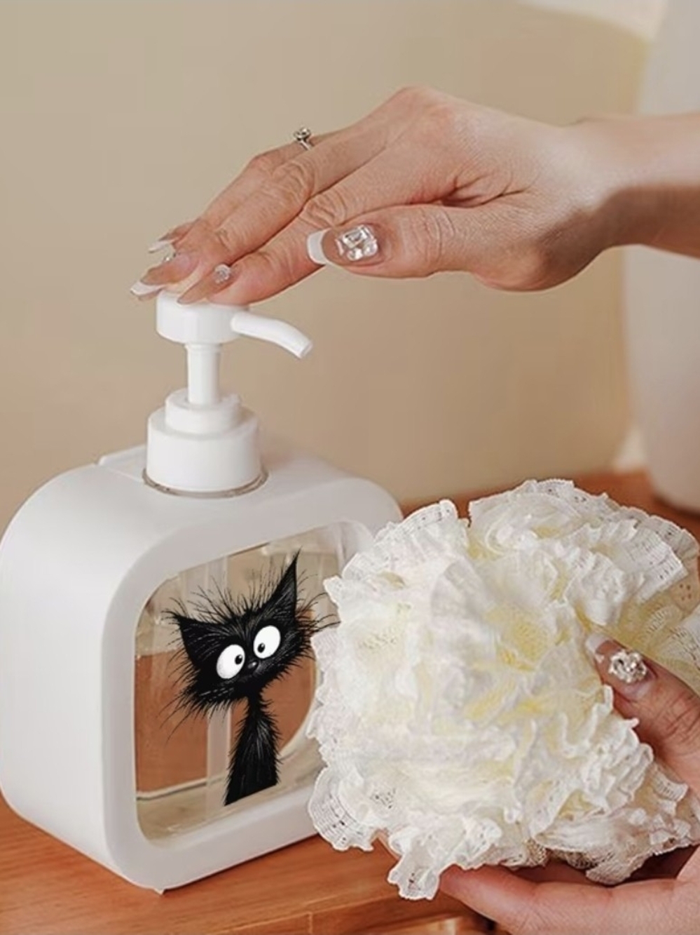 Soap, Lotion, Hand Sanitizer Dispenser w/ Pkayful Black Cat Design - Picture 6 of 7